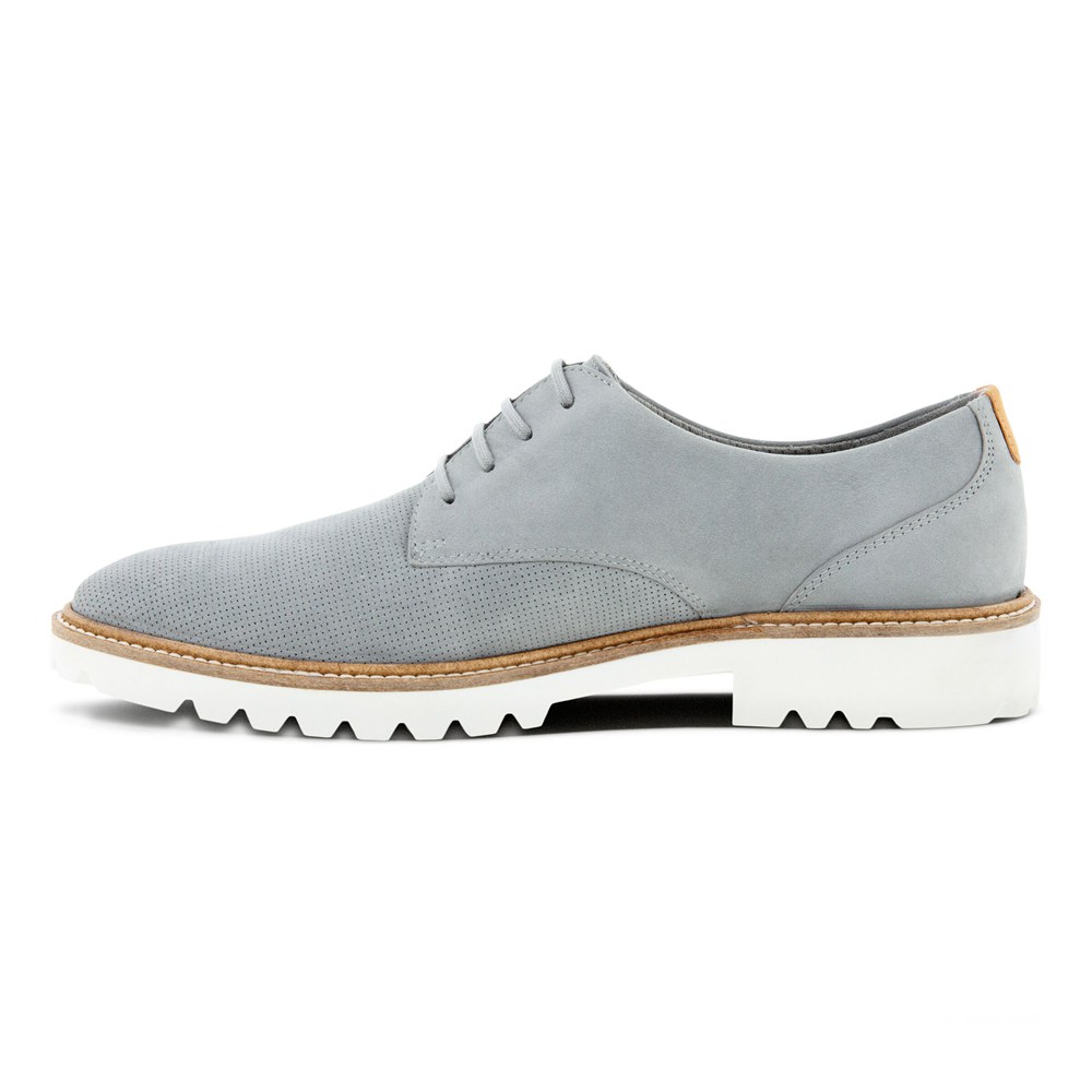 ECCO Womens Dress Shoes Grey - Modern Tailored Laced Derby - TDQ-172486